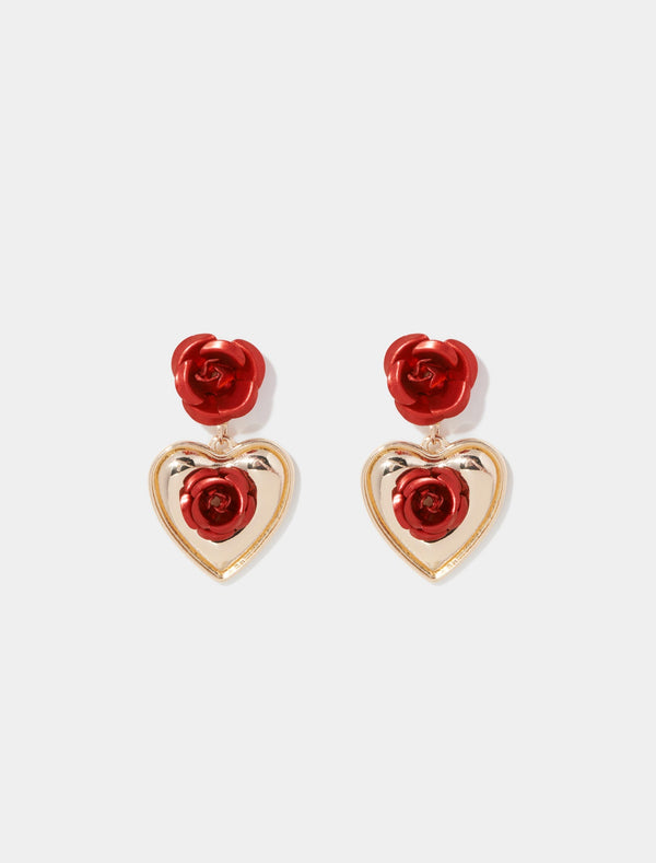 Hope Heart Rose Earrings 0 Red Gold Forever New