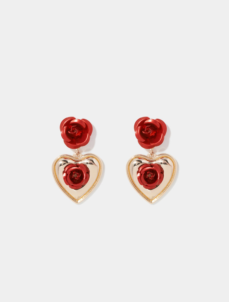 Hope Heart Rose Earrings 0 Red Gold Forever New