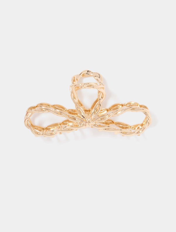 Talia Twist Bow Claw Clip 0 Gold Forever New