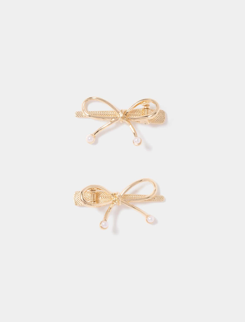 Brooke Bow Clip Pack 0 Gold Pearl Forever New