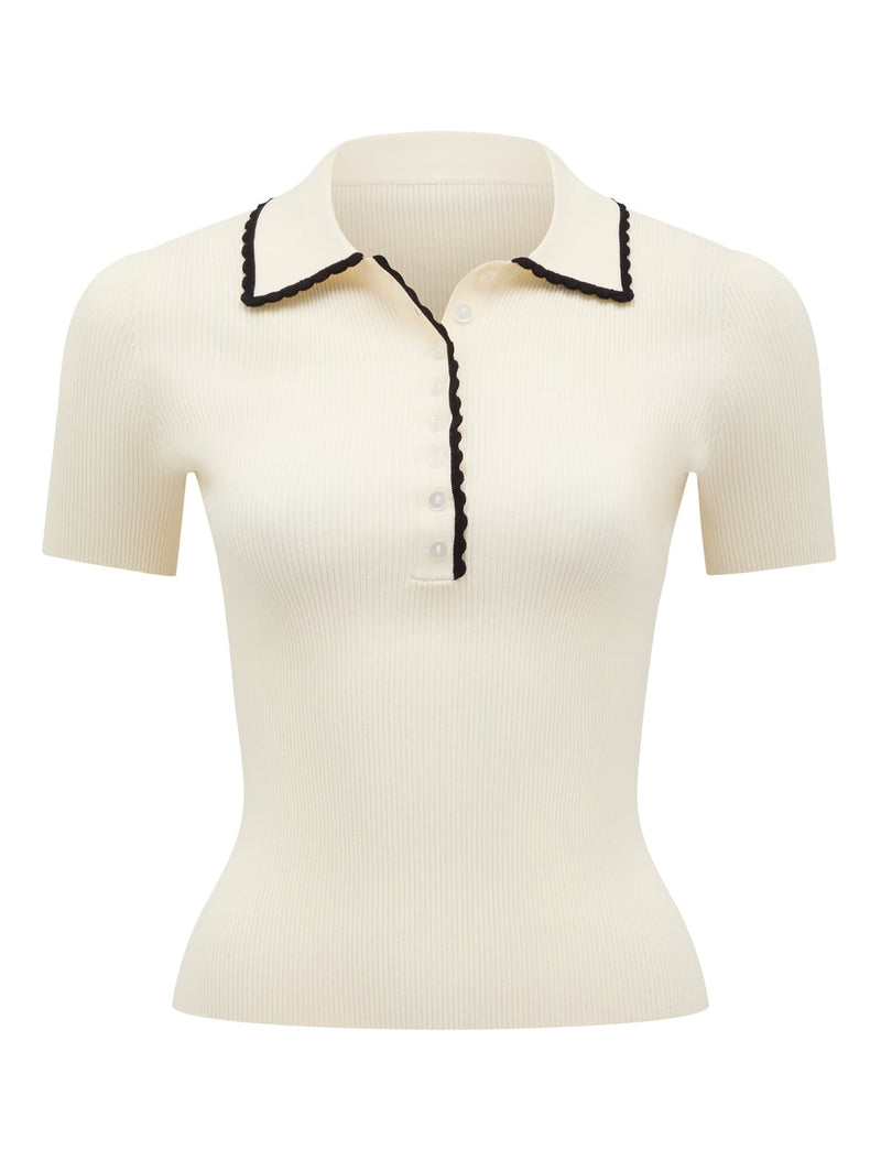 Reagan Contrast Trim Polo Top Forever New