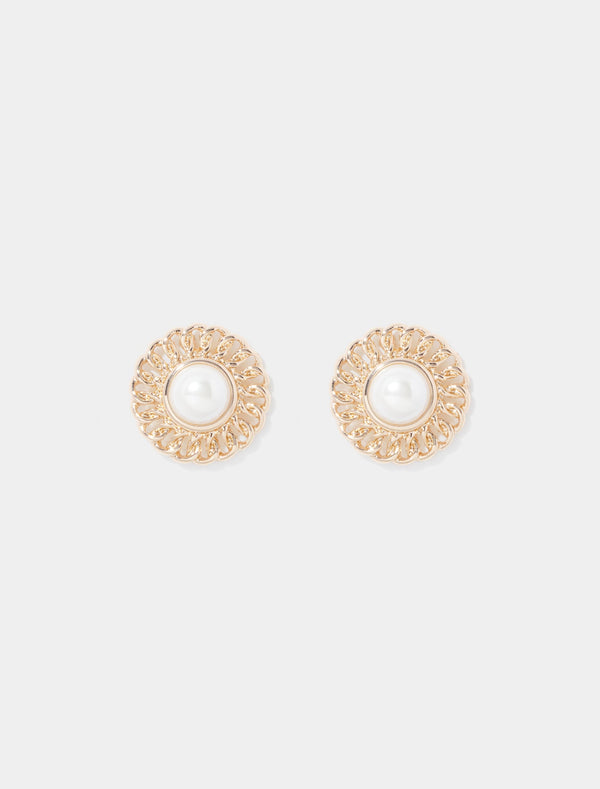Signature Prue Pearl and Chain Stud Earrings 0 Gold Pearl Forever New