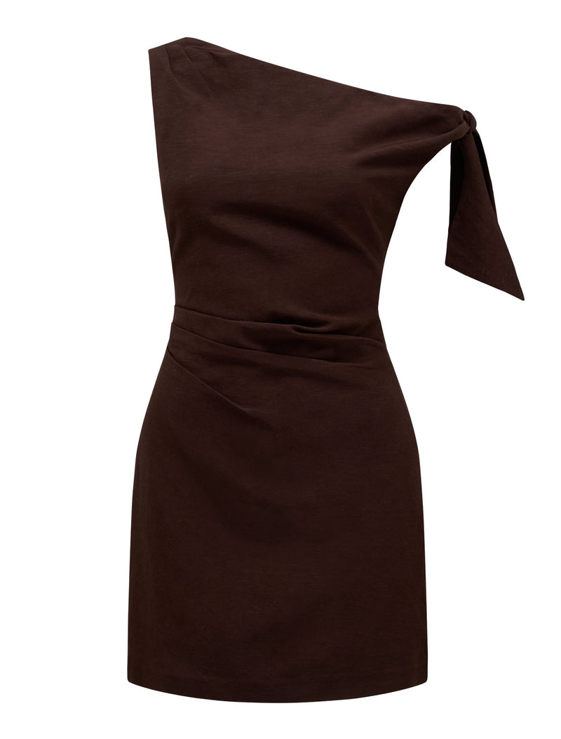 Cinzia Tipped Shoulder Linen Mini Dress Forever New