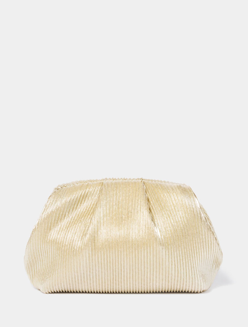 Pat Plisse Ruched Frame Clutch 0 Gold Forever New