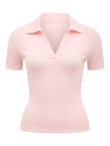 Addison Rib Short Sleeve Polo Top
