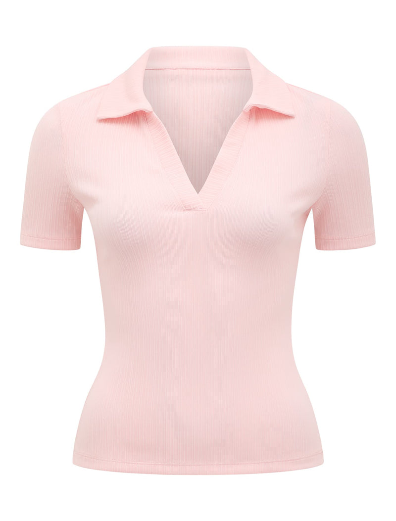 Addison Rib Short Sleeve Polo Top