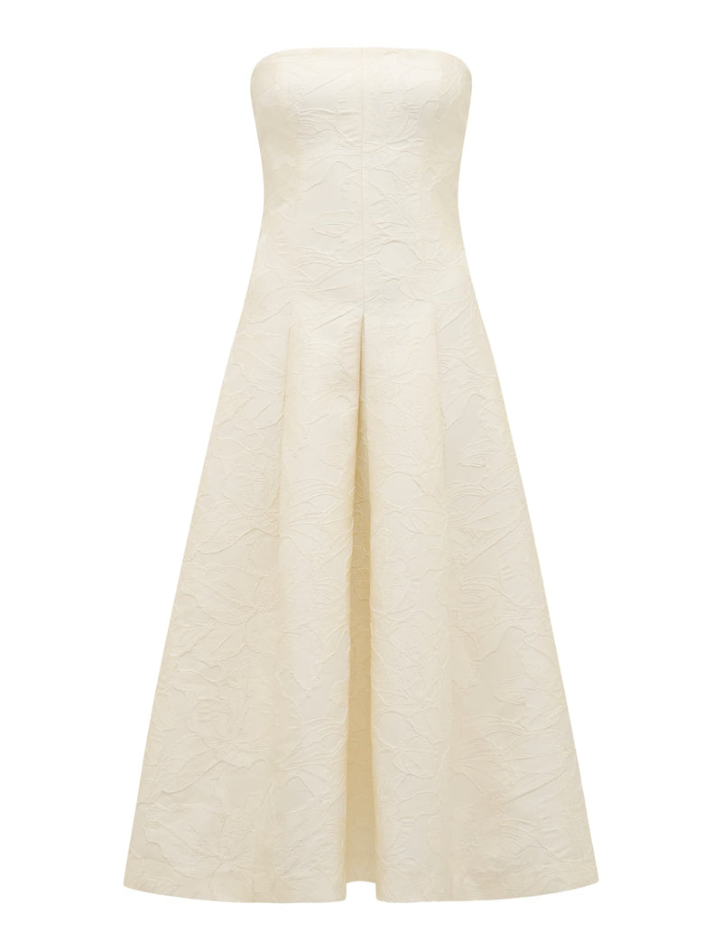 Lottie Strapless Jacquard Midi Dress Forever New