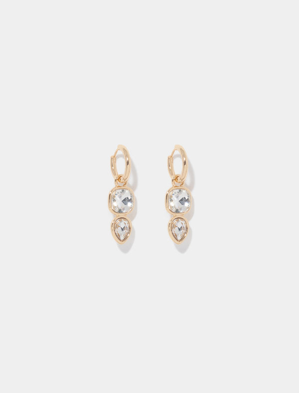 Juniper Stone Huggie Earrings 0 Gold Crystal Forever New