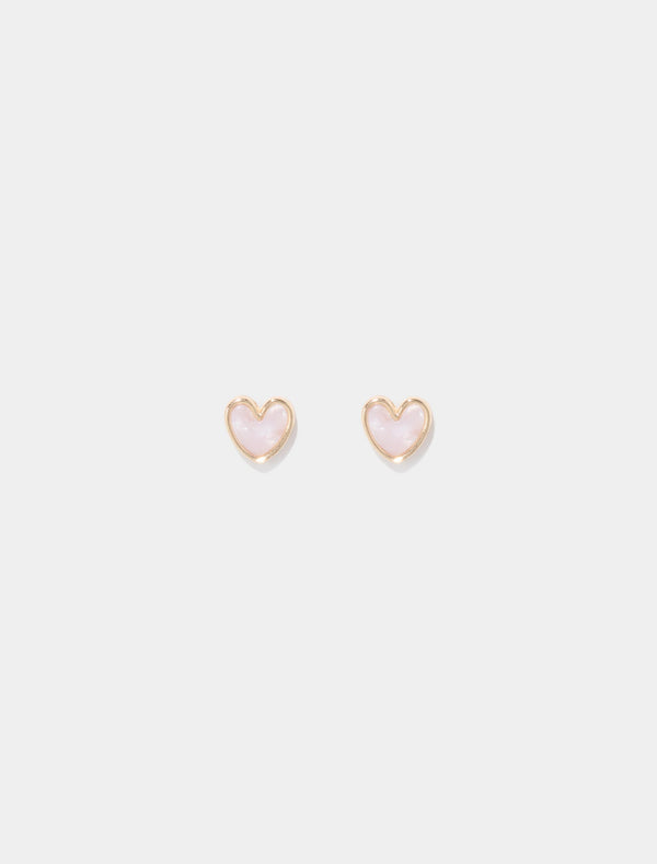Norah Heart Stud Earrings 0 Gold Pink Forever New