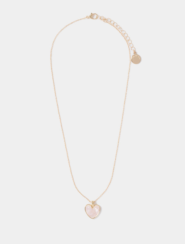 Norah Heart Pendant Necklace 0 Gold Pink Forever New