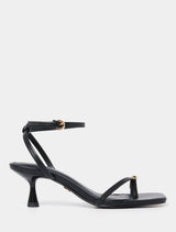 Tatiana Toe Loop Trim Strappy Sandal Heel Black Forever New