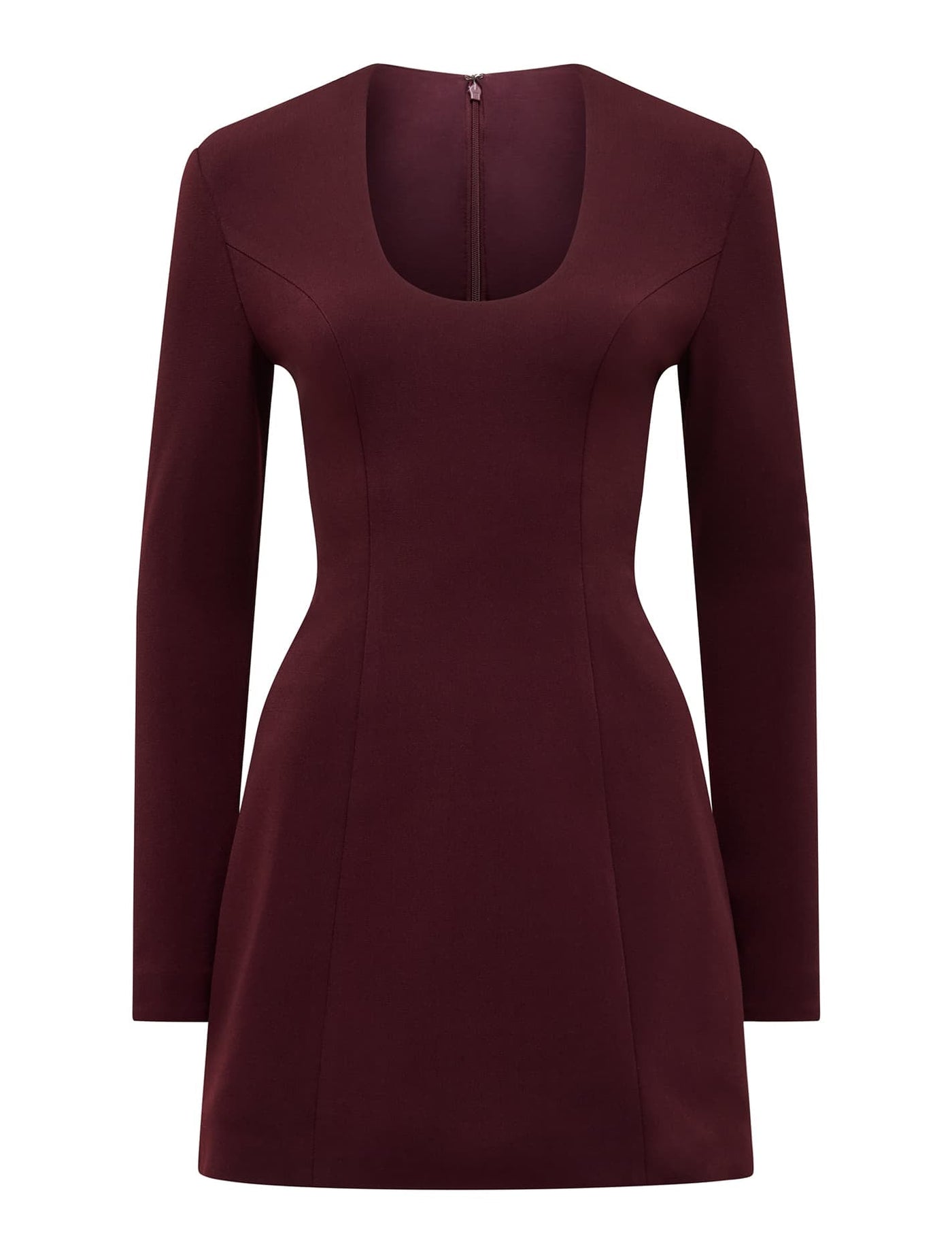 Ruby Long Sleeve Structured Mini Dress Burgundy | Forever New Ruby Long Sleeve Structured Mini Dress Burgundy | Forever New