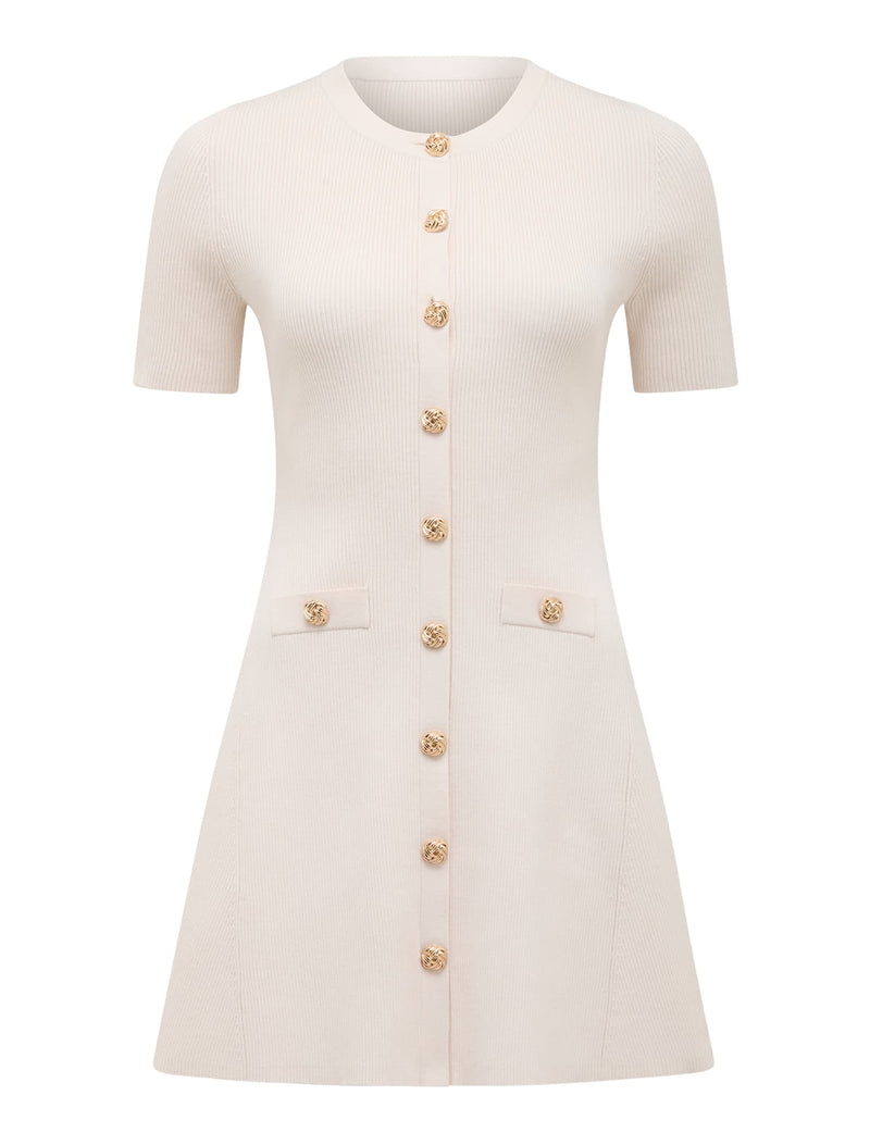 Mallory Petite Button Detail Mini Dress Forever New