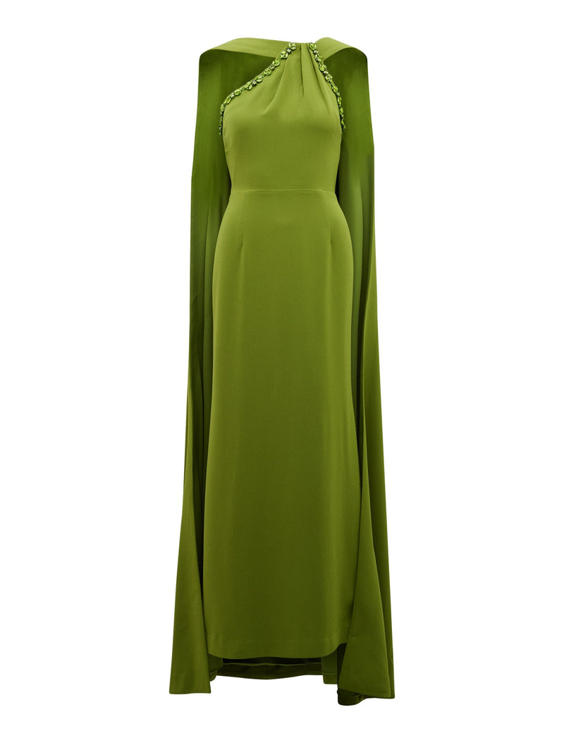 Abigail Embellished Cape Dress Apple Green Abigail Embellished Cape Dress Apple Green