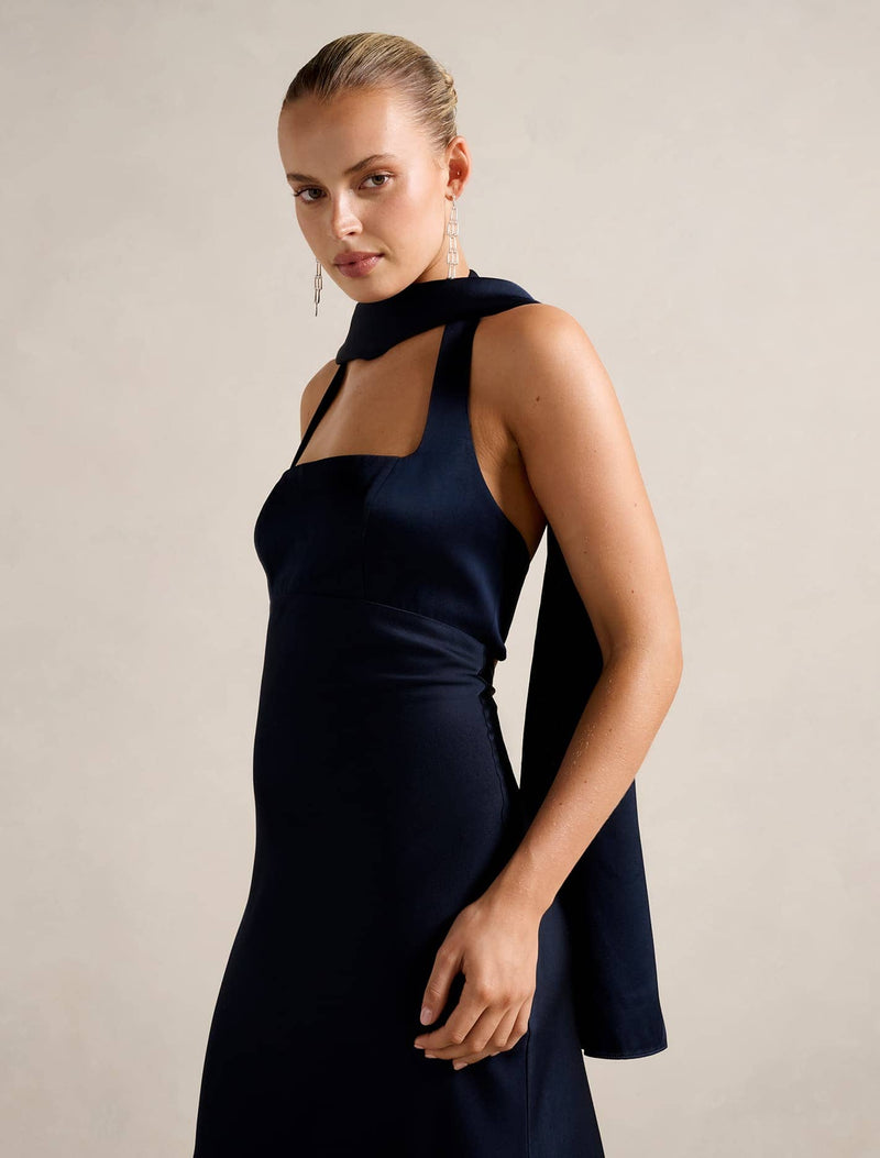 Cara Satin Scarf 0 Navy Forever New
