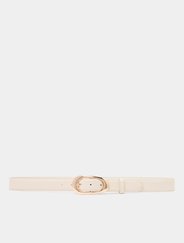 Carla Curve Buckle Belt Ivory Forever New