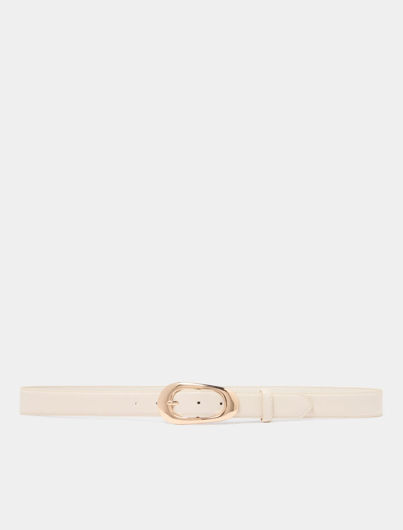 Carla Curve Buckle Belt Ivory Forever New
