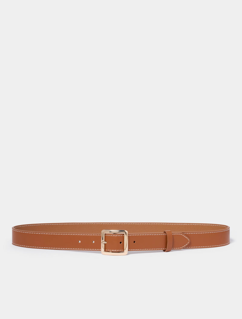 Saskia Square Buckle Belt Tan Forever New