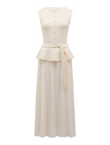 Luella Pleat Mixed Midi Dress Forever New