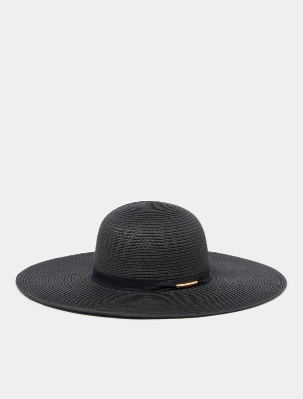 Wendy Wide Brim Gold Detail Hat 0 Black Forever New