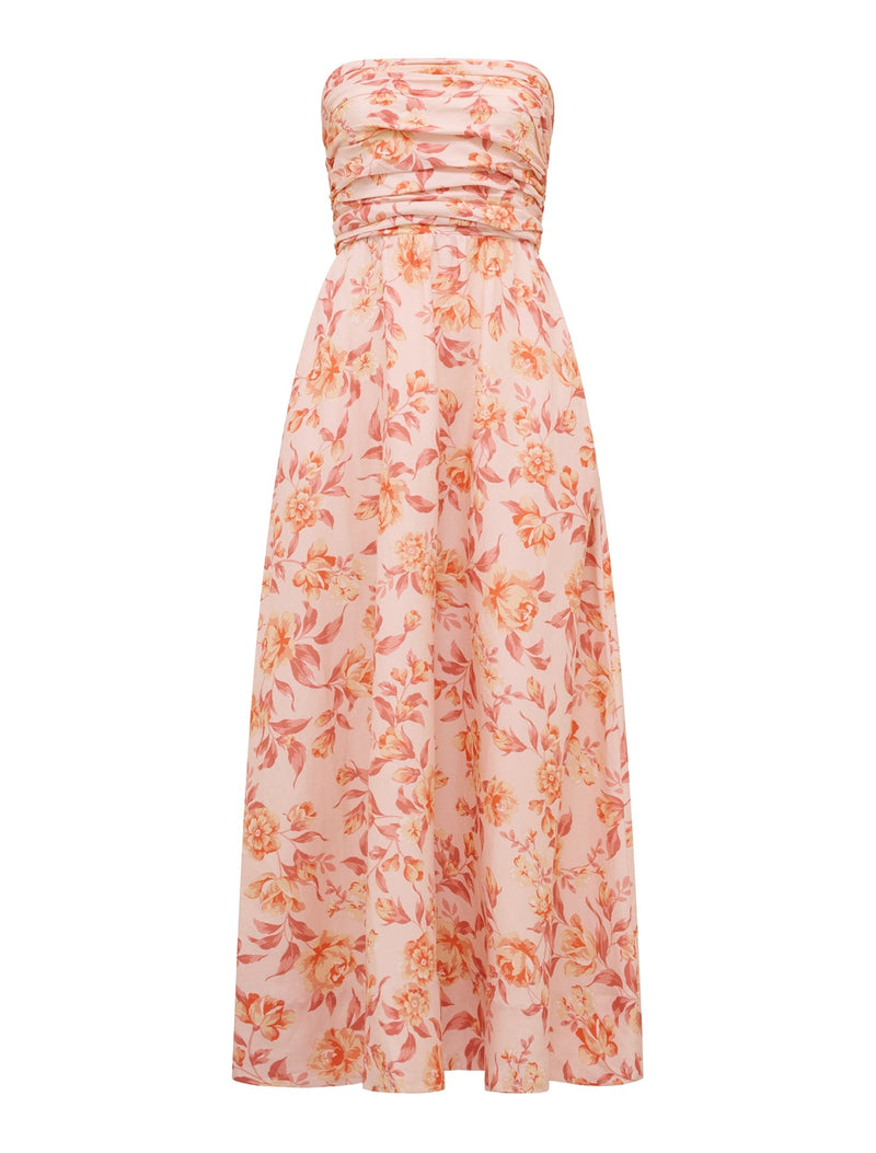 Matisse Strapless Linen Midi Dress Montebello