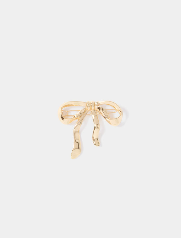 Ariana Solid Bow Barrette Clip 0 Gold Forever New