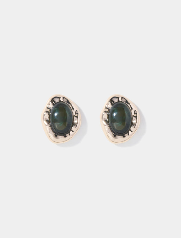 Aubree Organic Stone Stud Earrings 0 Green Gold Forever New