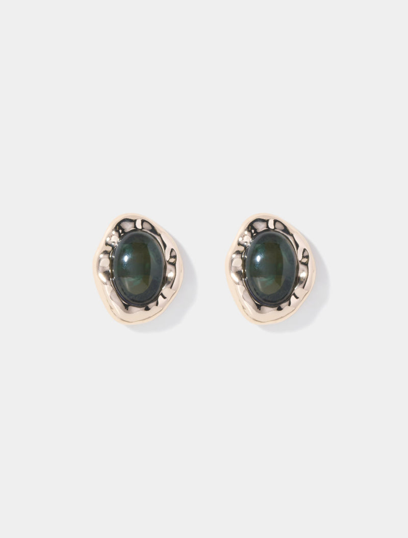 Aubree Organic Stone Stud Earrings 0 Green Gold Forever New