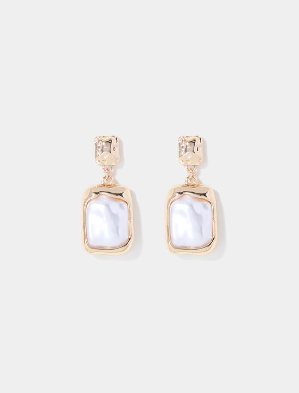Ora Square Earrings 0 Gold Ivory Forever New