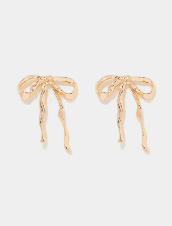 Brianna Metal Bow Earrings 0 Gold Forever New