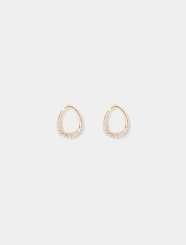 Gracie Stone Loop Hoop Earrings 0 Gold Crystal Forever New