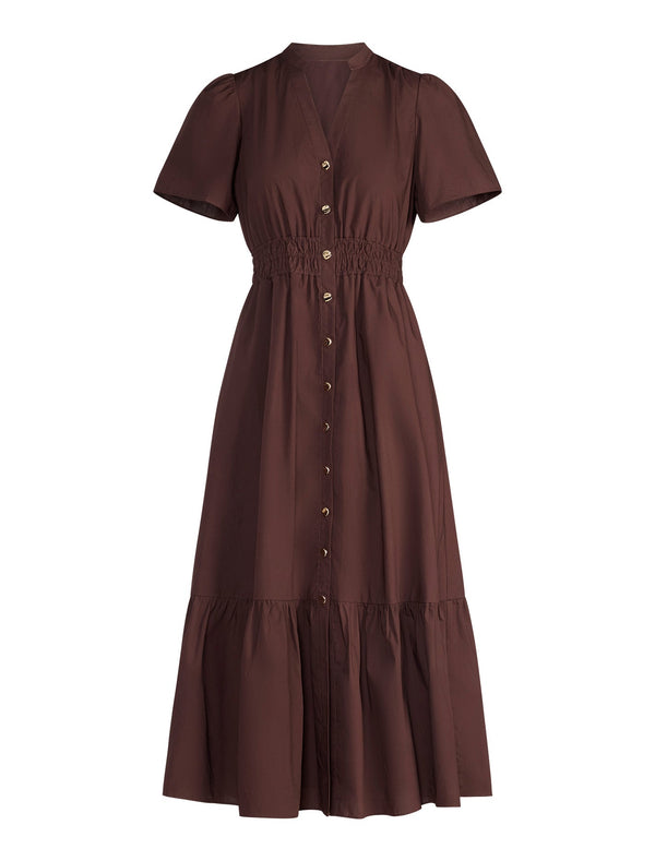 Eleanor Button Down Midi Dress Chocolate Forever New
