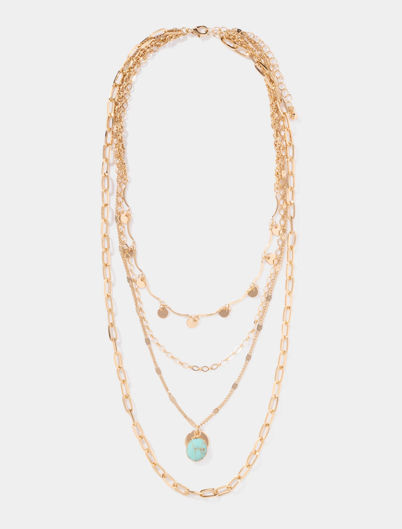 Aurora Layered Necklace 0 Turquoise Gold Forever New