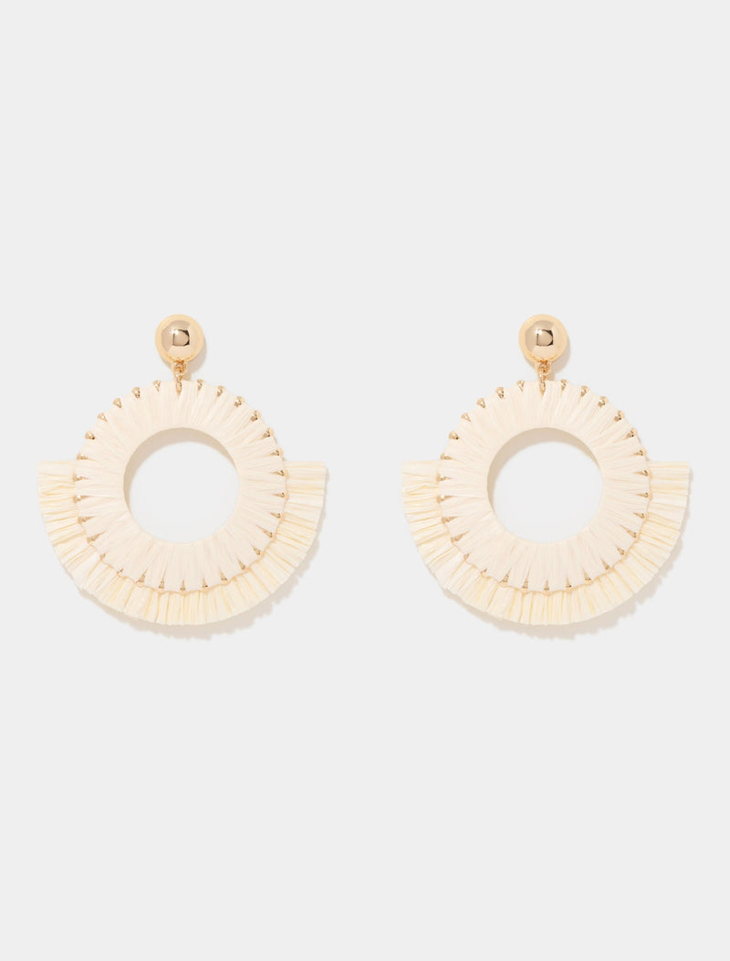 Zoe Woven Drop Earrings 0 Ivory Gold Forever New