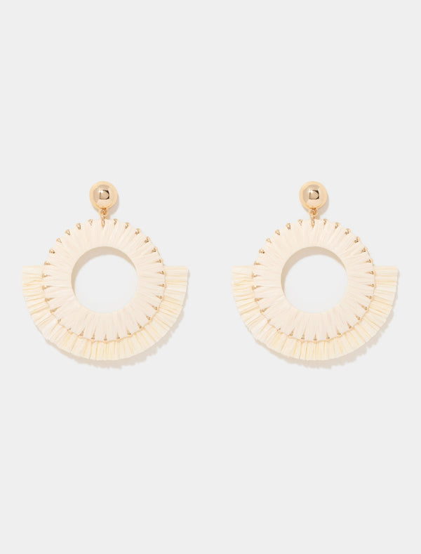 Zoe Woven Drop Earrings 0 Ivory Gold Forever New
