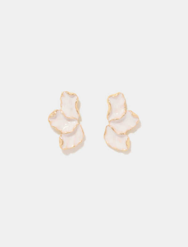Evie Enamel Petal Earrings 0 Ivory Gold Forever New