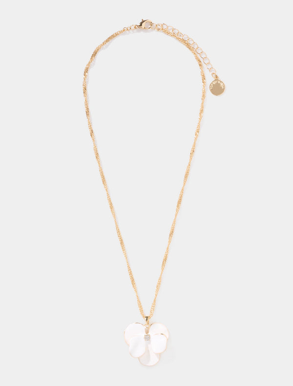 Bridget Flower Pendant Necklace 0 Ivory Gold Forever New