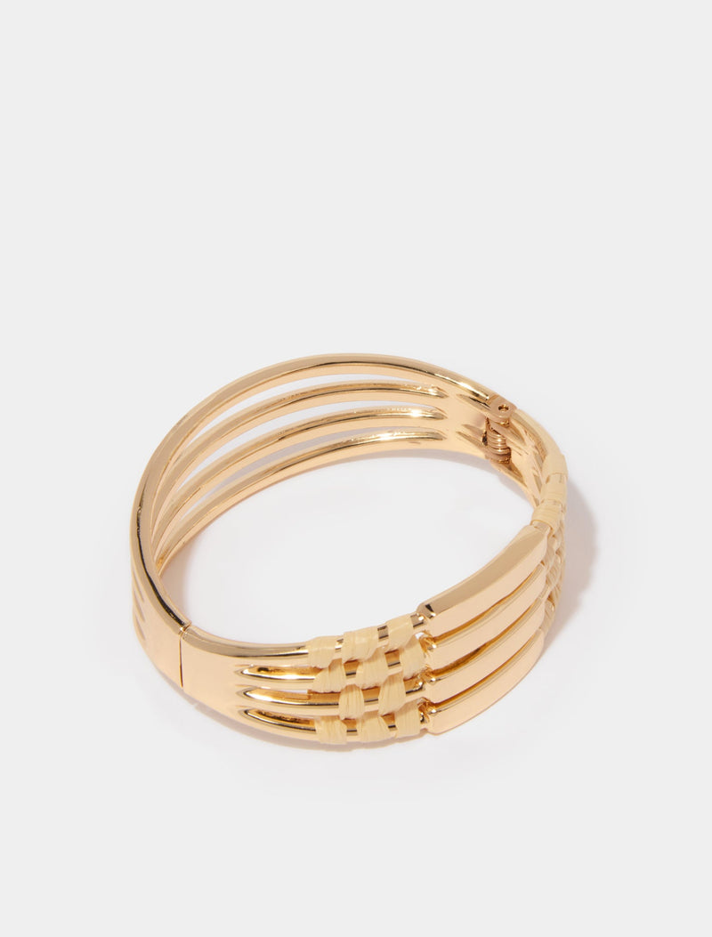 Paloma Weave Bangle 0 Gold Ivory Forever New