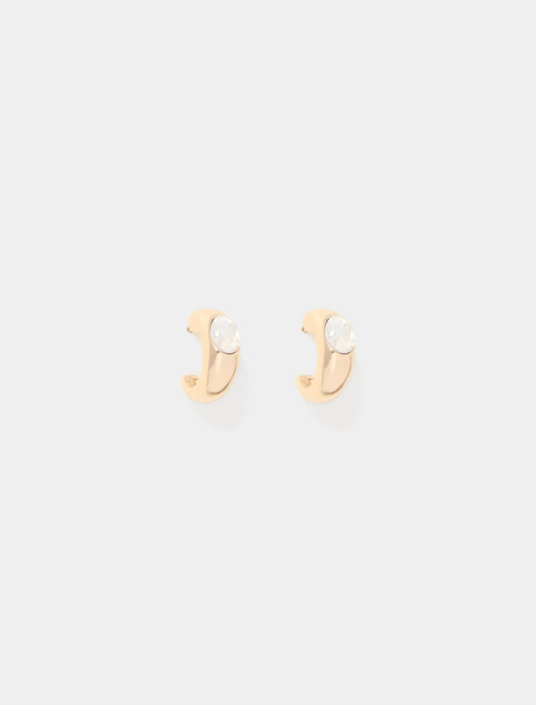 Sidonia Oval Stone Hoop Earrings 0 Gold Crystal Forever New