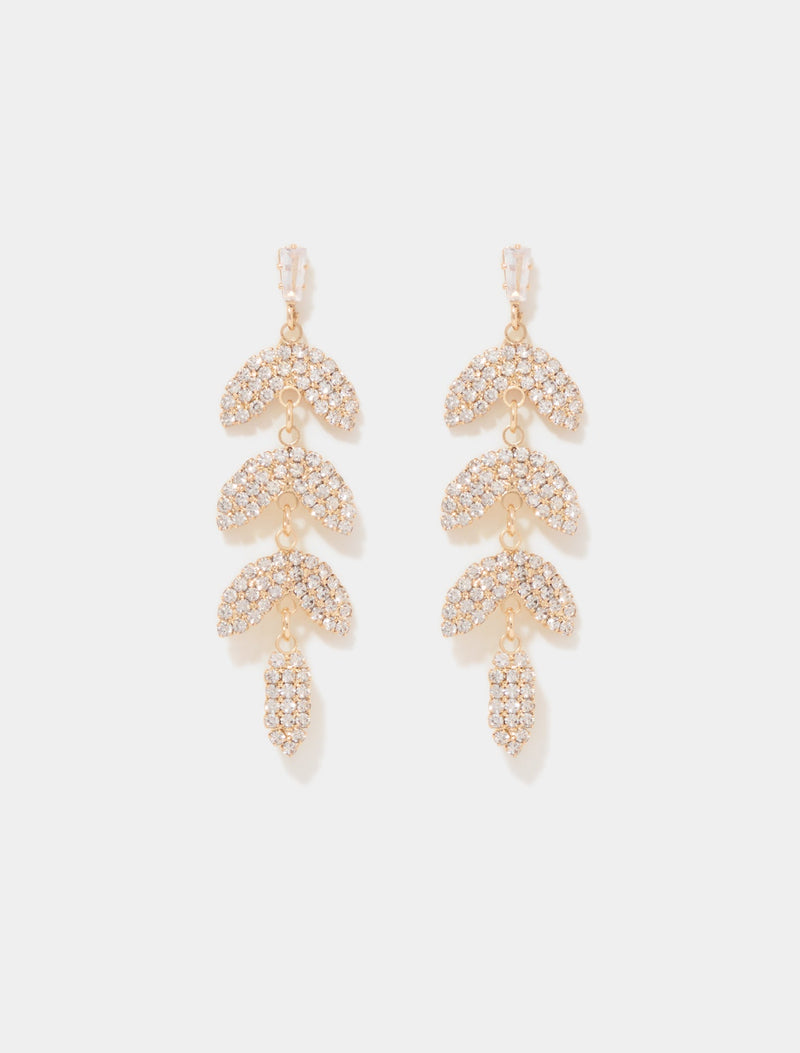 Melody Stone Petal Drop Earrings 0 Gold Crystal Forever New