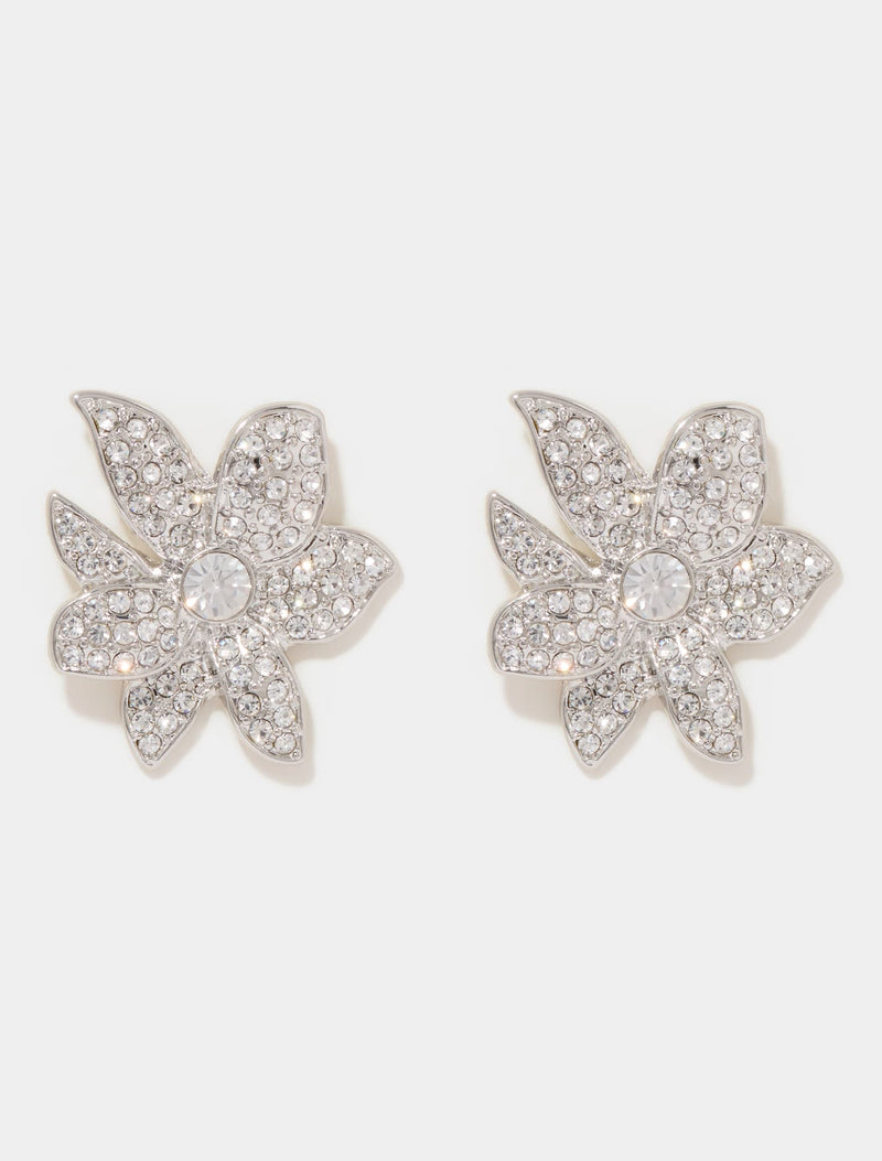 Ida Statement Crystal Flower Earrings 0 Silver Crystal Forever New