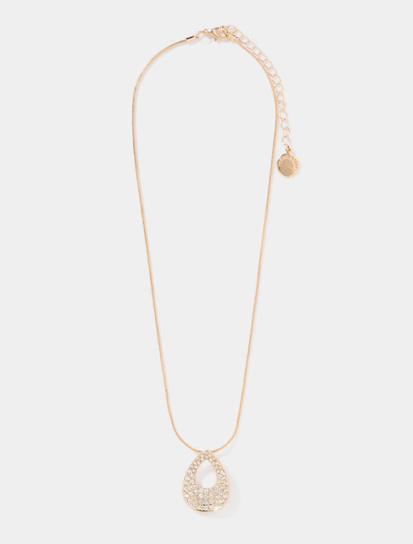 Shiloh Angle Stone Necklace 0 Gold Crystal Forever New