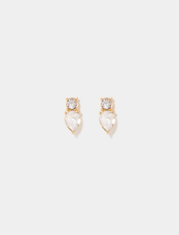 Leila Dainty Stone Stud Earrings 0 Gold Crystal Forever New
