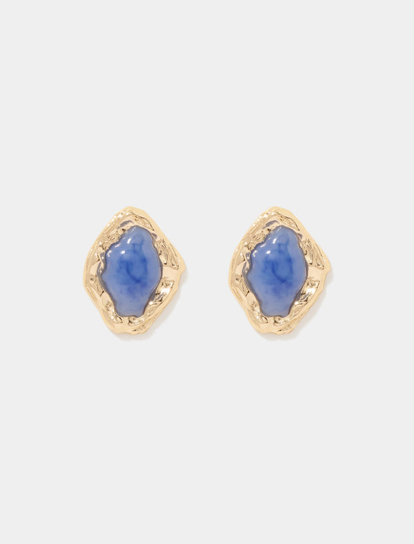 Signature Samara Organic Stone Stud Earrings 0 Blue Gold Forever New