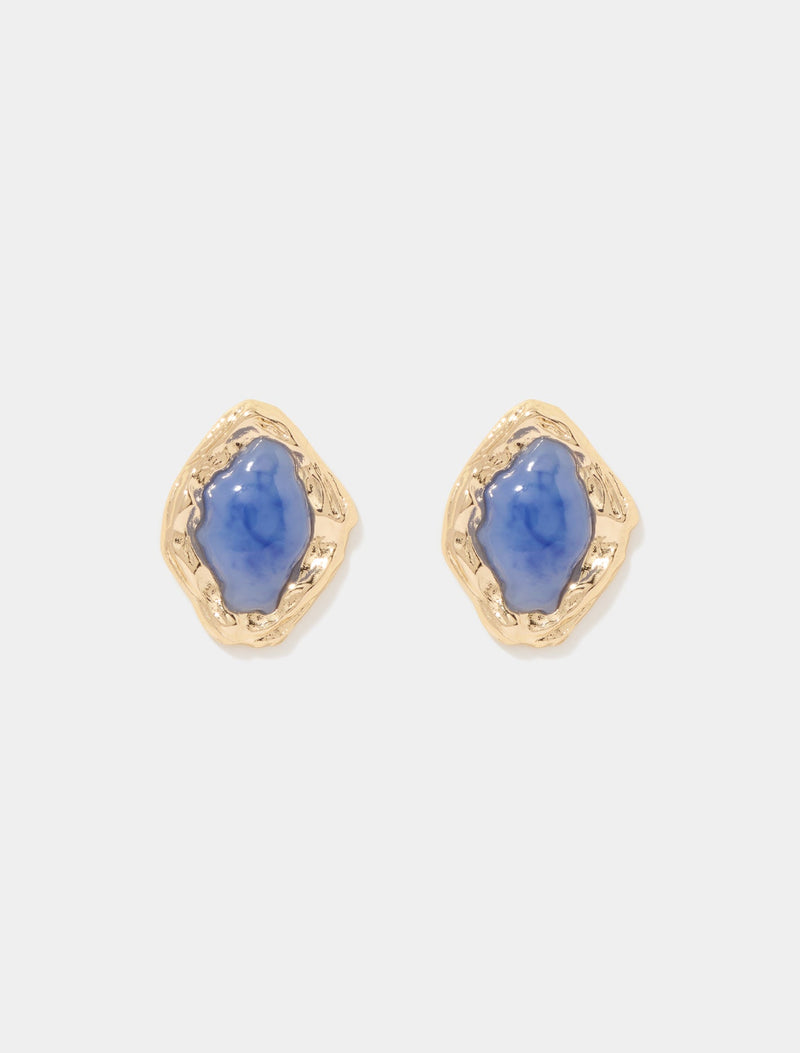 Signature Samara Organic Stone Stud Earrings 0 Blue Gold Forever New