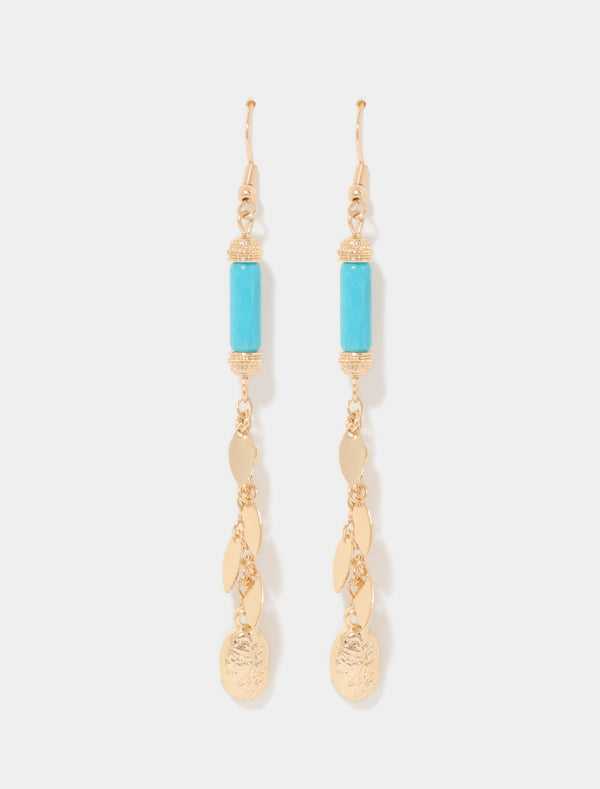 Signature Palmer Stone Drop Earrings 0 Turquoise Gold Forever New
