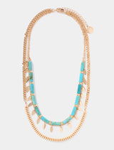Signature Palmer Layered Stone Necklace 0 Turquoise Gold Forever New