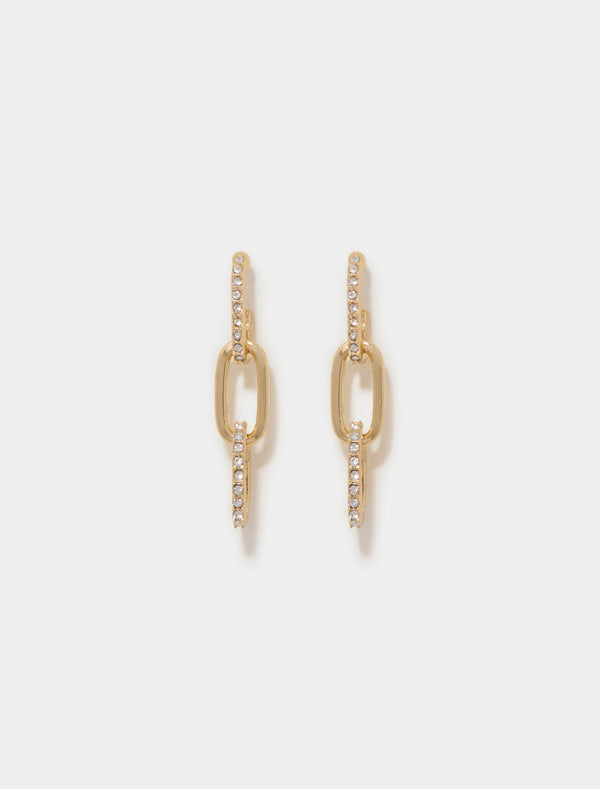 Mara Stone Link Earrings 0 Gold Crystal Forever New