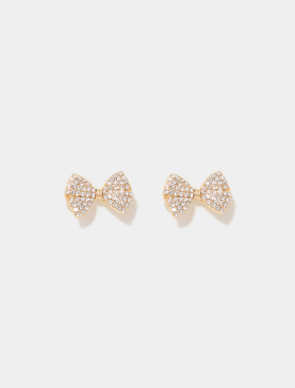 Scarlet Stone Bow Earrings 0 Gold Crystal Forever New