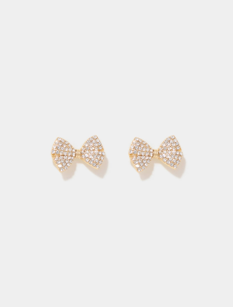 Scarlet Stone Bow Earrings 0 Gold Crystal Forever New